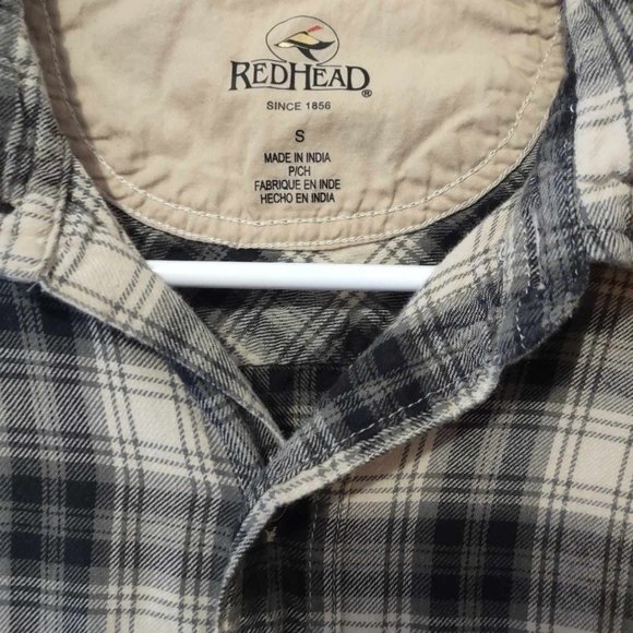 RedHead Men's Grey & Black Flannel Button Down L/S Shirt Size Small - Picture 3 of 5